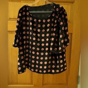 Polka Dot Women's Top - Black and Pink